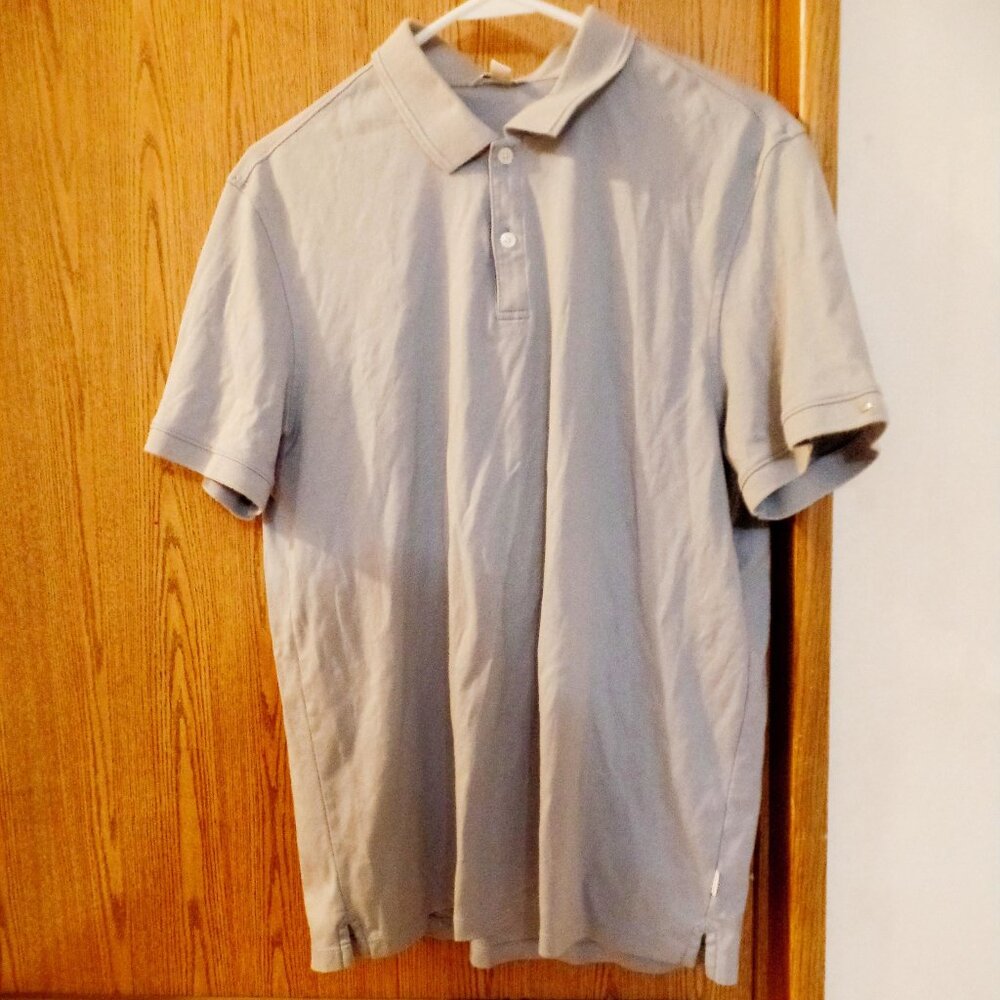 Calvin Klein Men's Light Blue 100% Cotton Polo Shirt, Size L